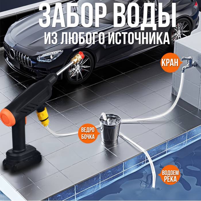 Мойка Высокого Давления 48v на 2 аккумулятора Пистолет для Мойки Автомобиля