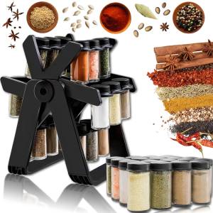 Карусель для спецій 18 баночок на підставці, що крутиться, на 360° Spice Rack Чорний
