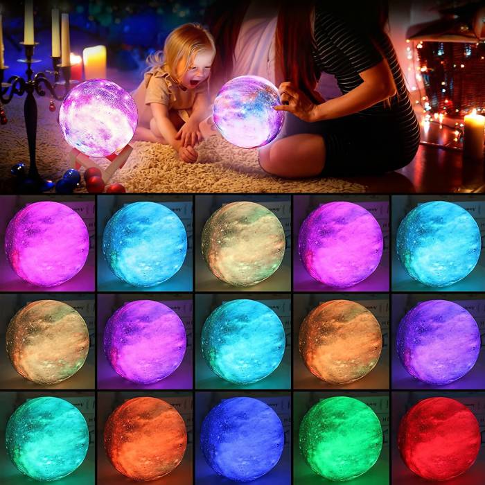 Акумулярний 3D-нічник "Луна" з RGB-підсвіткою і пультом Magic Moon Різнобарвна