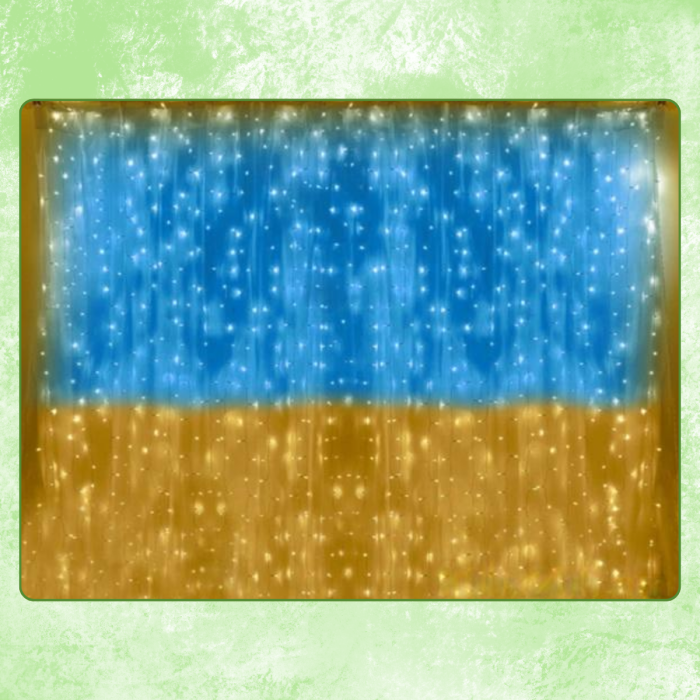 Гірлянда штора "Прапор України" 160 LED 3х2м 8 режимів світіння 220V Жовто-блакитне світло