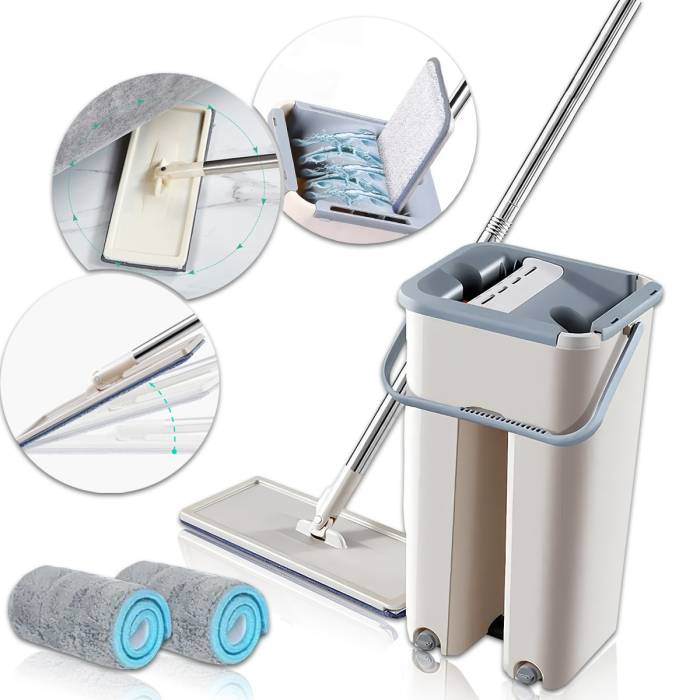 Комплект для уборки швабра с ведром на 4 литра с автоматическом отжимом Easy Mop