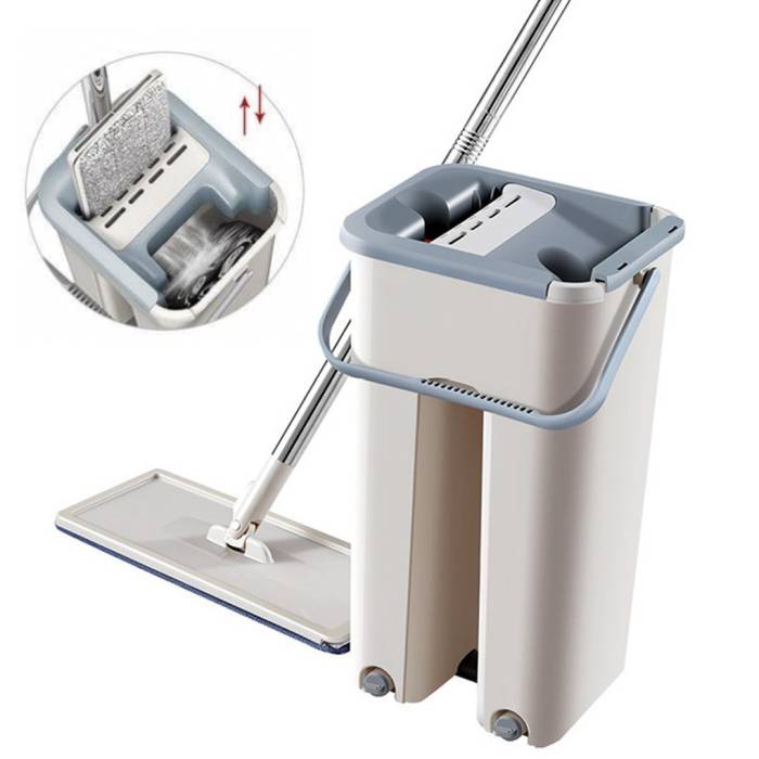 Комплект для уборки швабра с ведром на 4 литра с автоматическом отжимом Easy Mop
