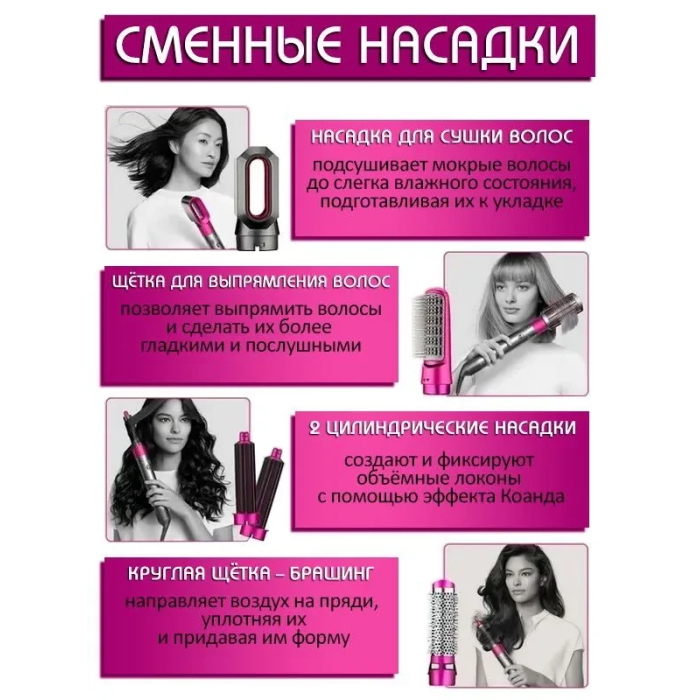 Стайлер для волосся з насадками 5 в 1 у шкіряному кейсі Мультистайлер автоматичний для укладання та завивки