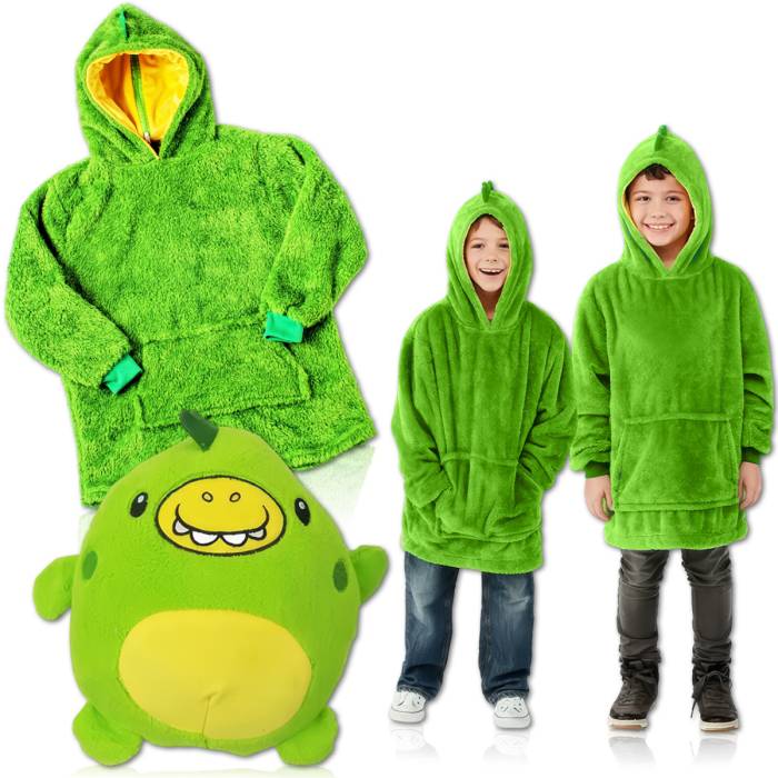 Дитячий плед з рукавами та капюшоном дитячий Huggle Pets Hoodie RD-07 Зелений