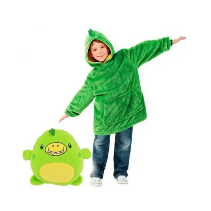 Дитячий плед з рукавами та капюшоном дитячий Huggle Pets Hoodie RD-07 Зелений