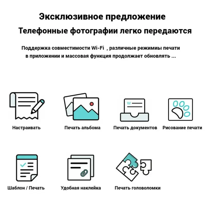Дитячий фотоапарат з моментальним друком фото Wi Fi Print Camera Blue Термодрукарський фотоапарат Блакитний