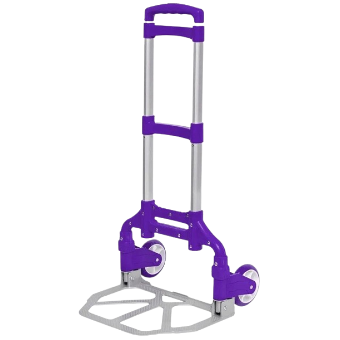 Портативний складний візок на коліщатках до 80 кг Folding Hand Truck Фіолетовий Алюмінієвий З м'яким ходом