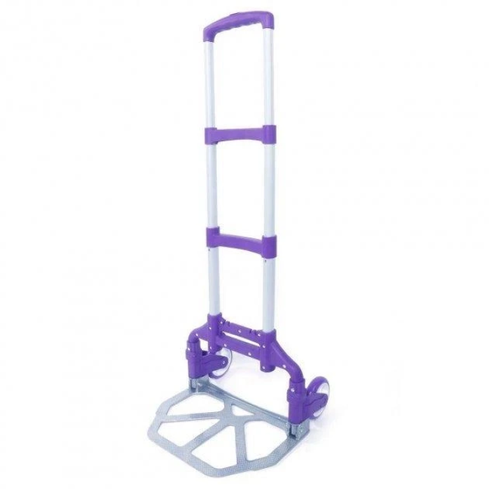 Портативний складний візок на коліщатках до 80 кг Folding Hand Truck Фіолетовий Алюмінієвий З м'яким ходом