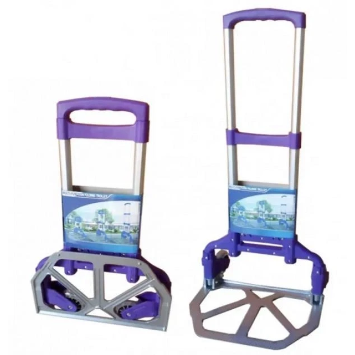 Портативний складний візок на коліщатках до 80 кг Folding Hand Truck Фіолетовий Алюмінієвий З м'яким ходом