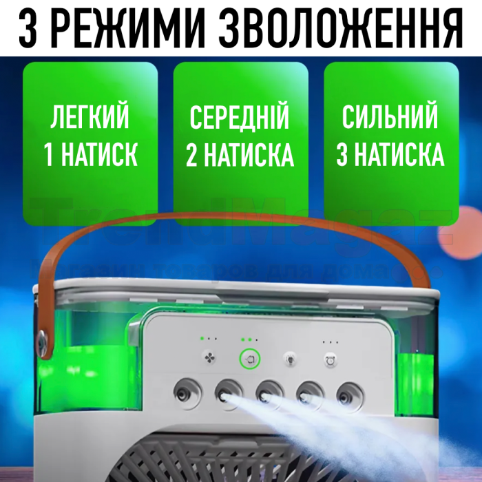 Портативный мини-кондиционер на 600 мл с подсветкой 7 цветов и таймеров Mini Air Conditioner Белый