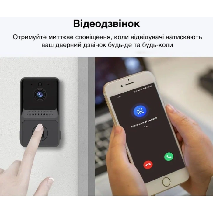 Бездротовий дверний WIFI дзвінок з камерою Mini Doorbell Міні-домофон для дому