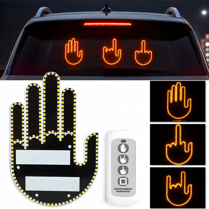 Подсветка автомобильная LED ладонь на заднее стекло с пультом и жестами 3 режима