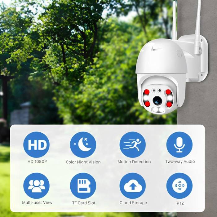 Бездротова вулична поворотна WiFi IP-камера відеоспостереження V360 PRO HD 1080P Біла