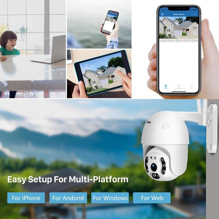 Бездротова вулична поворотна WiFi IP-камера відеоспостереження V360 PRO HD 1080P Біла