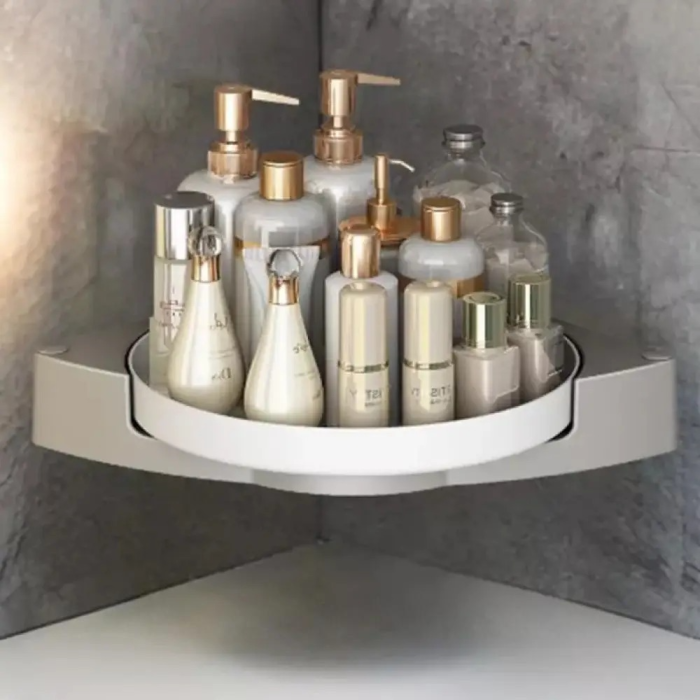 Кутова пластикова обертова полиця для ванної кімнати Multi Functional Rotational Tray Органайзер у ванну