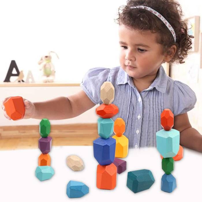 Дерев'яна японська гра Баланс з 20 кольорових каменів Tree Toys MD 2916 Піраміда з камінців