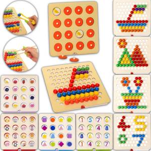 Дерев'яна мозаїка з 4 двосторонніми картками Веселі хованки 2 в 1 Tree Toys MD 2467