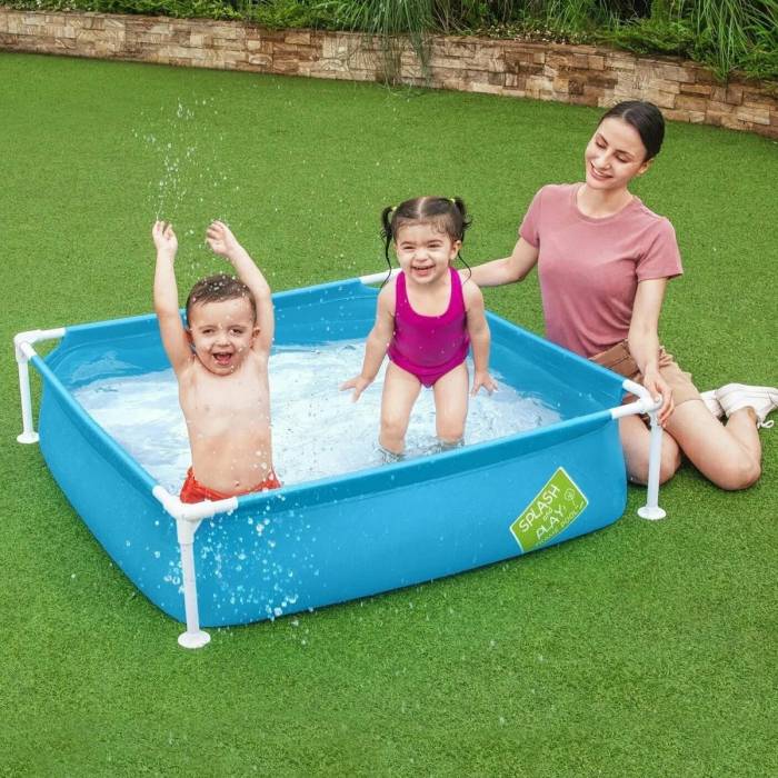 Дитячий каркасний квадратний басейн Bestway 56217 для дачі 122х122х30 см на 365 л блакитний
