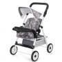Прогулянкова металева коляска для ляльок зі столиком бампером Doll Stroller 69018 Сіра