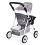 Прогулянкова металева коляска для ляльок зі столиком бампером Doll Stroller 69018 Сіра