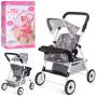 Прогулянкова металева коляска для ляльок зі столиком бампером Doll Stroller 69018 Сіра