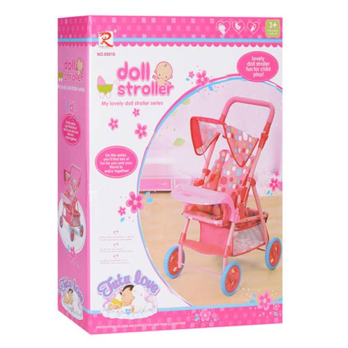 Прогулянкова металева коляска для ляльок зі столиком бампером Doll Stroller 69018 Сіра