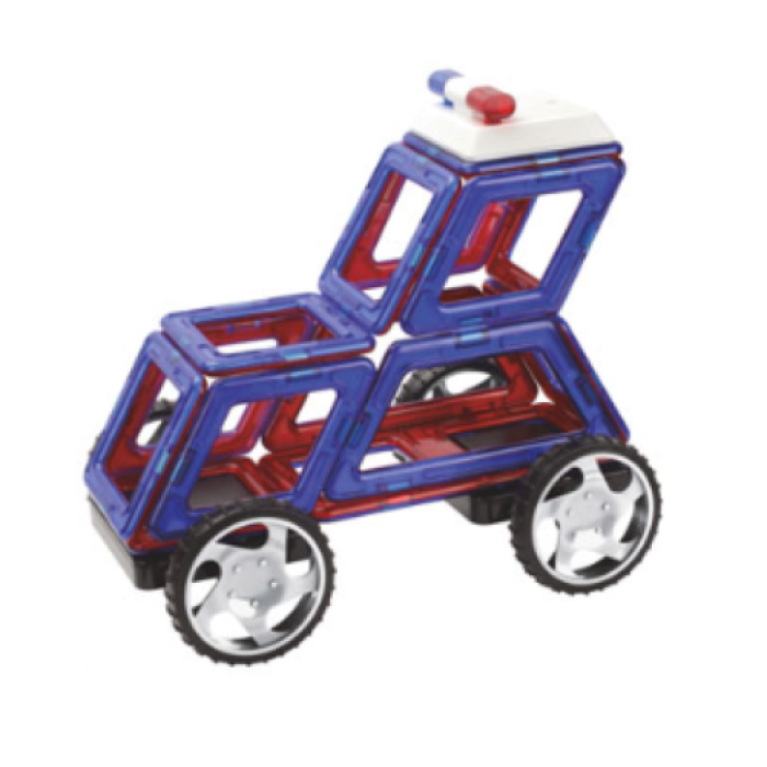 Дитячий ігровий конструктор Пожежники та Поліція LIMO TOY LT6002 Магнітний конструктор з колесами на 24 деталей