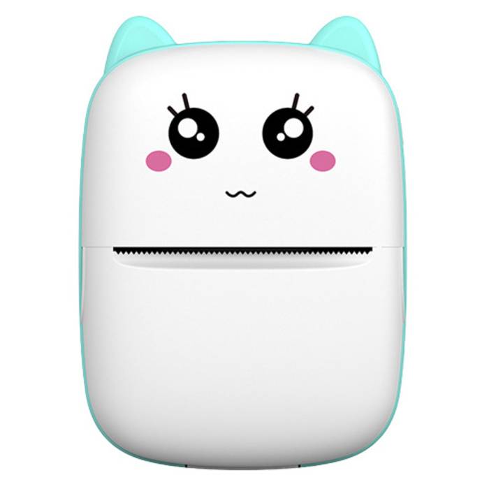 Міні принтер для фотографій та етикеток CAT Mini Printer Дитячий термопринтер без чорнила Біло-блакитний