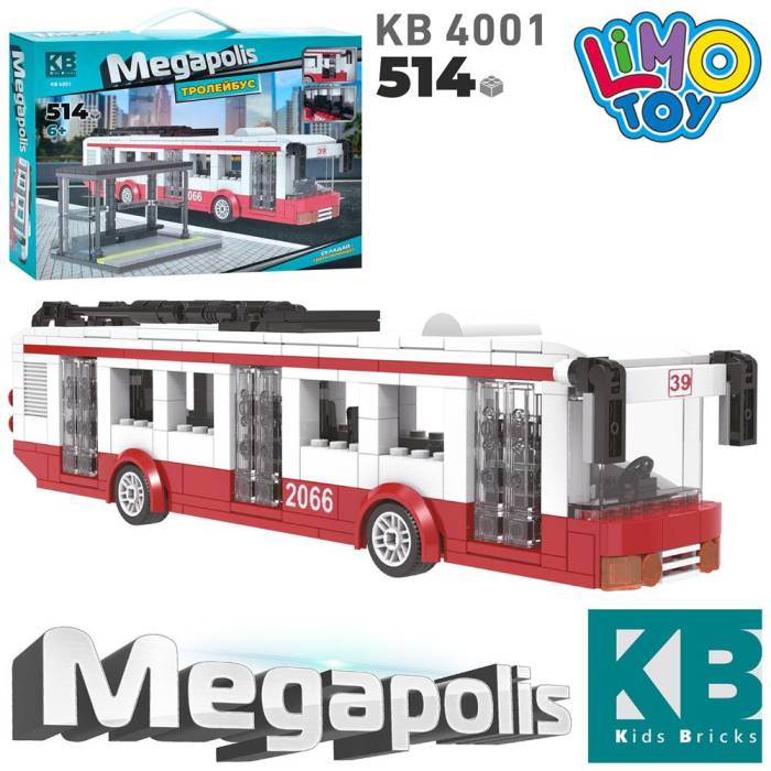 Конструктор для дітей Тролейбус LIMO TOY KB 4001 Іграшковий набір на 514 деталей