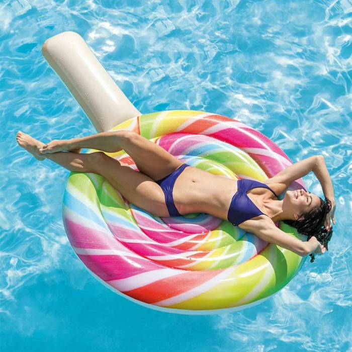 Надувной плотик 198х127 см для плавания и отдыха на воде Леденец Intex 58753 Стильный надувной плотик