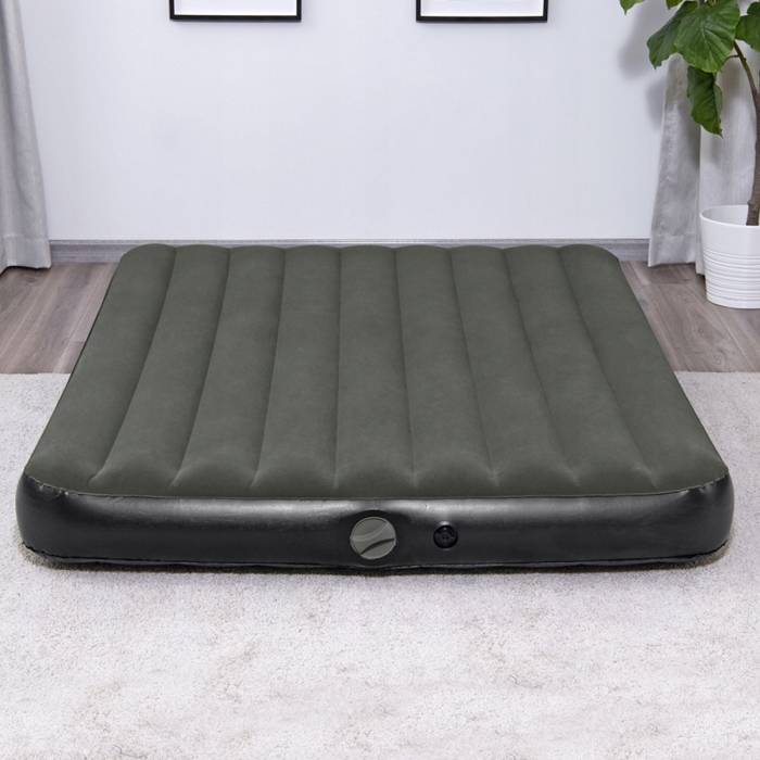 Надувной комфортный велюровый матрас Bestway 6716S Черный 152x203x25 см Двухспальный велюровый матрас