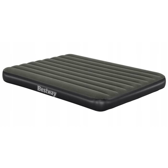 Надувной комфортный велюровый матрас Bestway 6716S Черный 152x203x25 см Двухспальный велюровый матрас