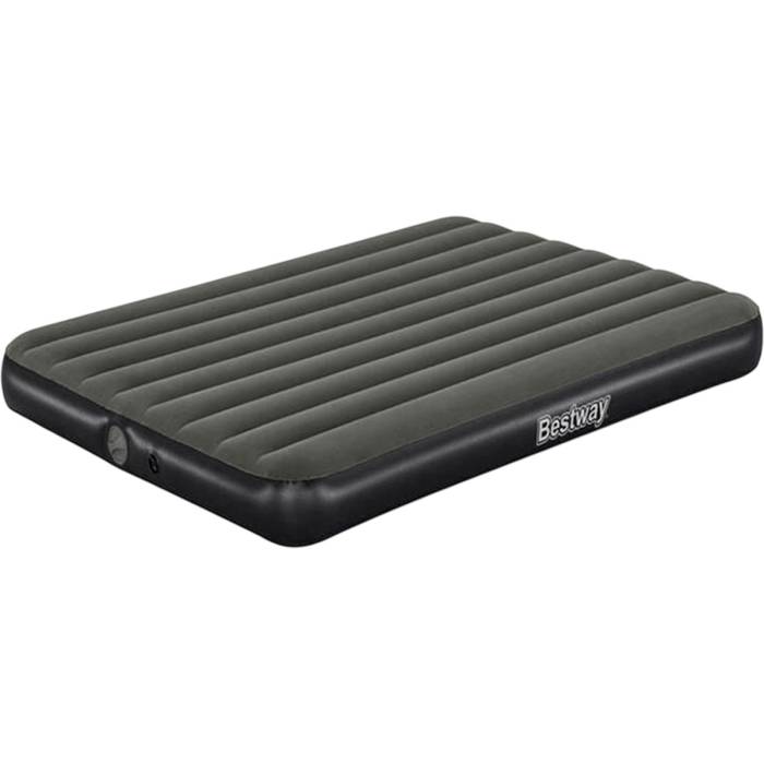 Надувной комфортный велюровый матрас Bestway 6716S Черный 152x203x25 см Двухспальный велюровый матрас