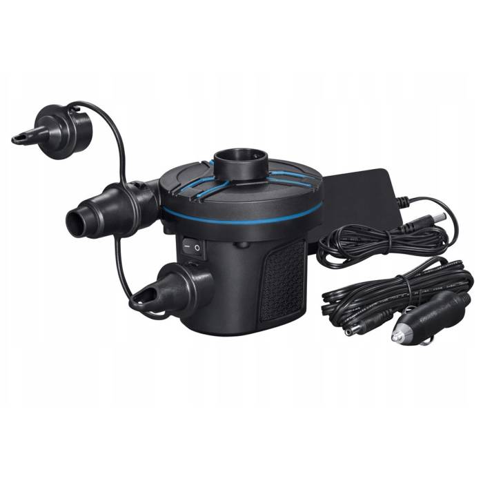 Насос електричний на 220V та від прикурювача 12V 490 л/хв Bestway 62255 З 3 насадками для надувних виробів