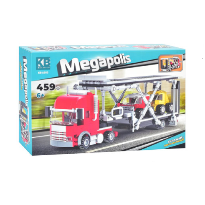 Конструктор для дітей Трейлер з машинками LIMO TOY KB 6003 Іграшковий набір на 459 деталей