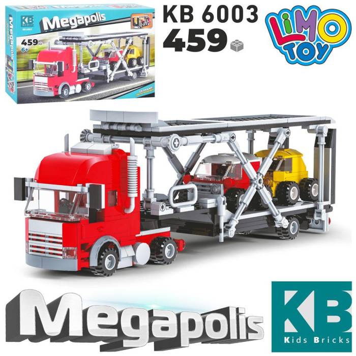 Конструктор для дітей Трейлер з машинками LIMO TOY KB 6003 Іграшковий набір на 459 деталей