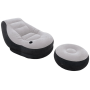 Надувне крісло з підсклянником Intex 68564 Ultra Lounge з пуфиком 130х99 см Сіро-чорний