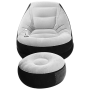 Надувне крісло з підсклянником Intex 68564 Ultra Lounge з пуфиком 130х99 см Сіро-чорний