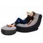 Надувне крісло з підсклянником Intex 68564 Ultra Lounge з пуфиком 130х99 см Сіро-чорний