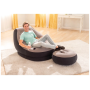 Надувне крісло з підсклянником Intex 68564 Ultra Lounge з пуфиком 130х99 см Сіро-чорний