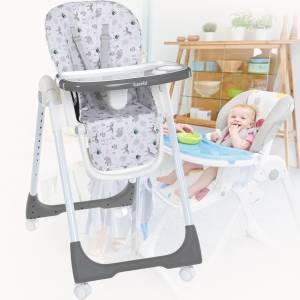 Високий дитячий пластиковий стільчик для годування з тацею Bambi M 5673-11 Сірий