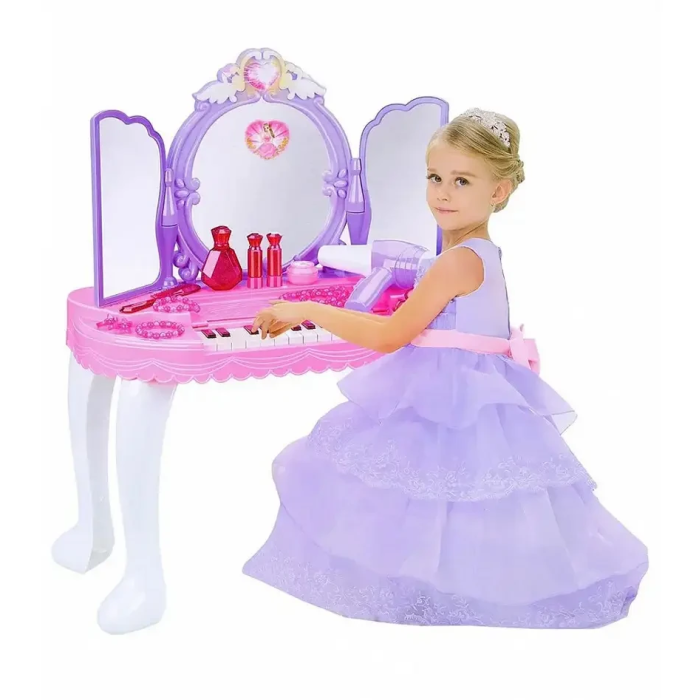 Трюмо з піаніно, стільчиком та підсвічуванням Best Toys YL80015 Трюмо з феном та прикрасами