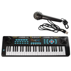 Дитячий синтезатор-піаніно на 54 клавіші з мікрофоном та MP3 Limo Toy M 5499 Чорний