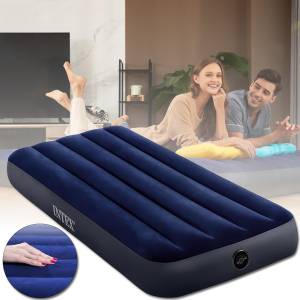 Велюровий надувний матрац 191x76x25 см для відпочинку та сну Intex 64756 Синій