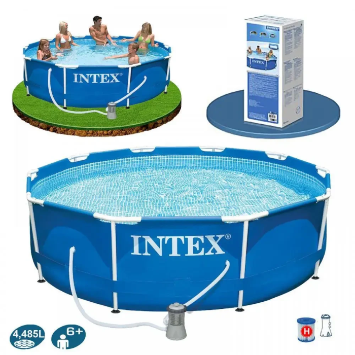 Басейн круглий каркасний Intex 28202 з фільтр-насосом розміри 305х76 см