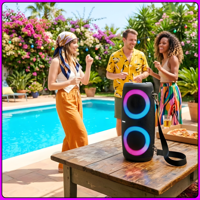 Портативна Bluetooth колонка з акумулятором 3000mAh та RGB підсвічуванням ZQS-L31 20W Чорний