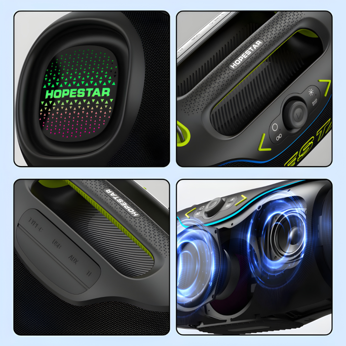 Портативная Bluetooth-колонка с RGB-подсветкой и караоке-микрофоном Hopestar A6 Club 200W