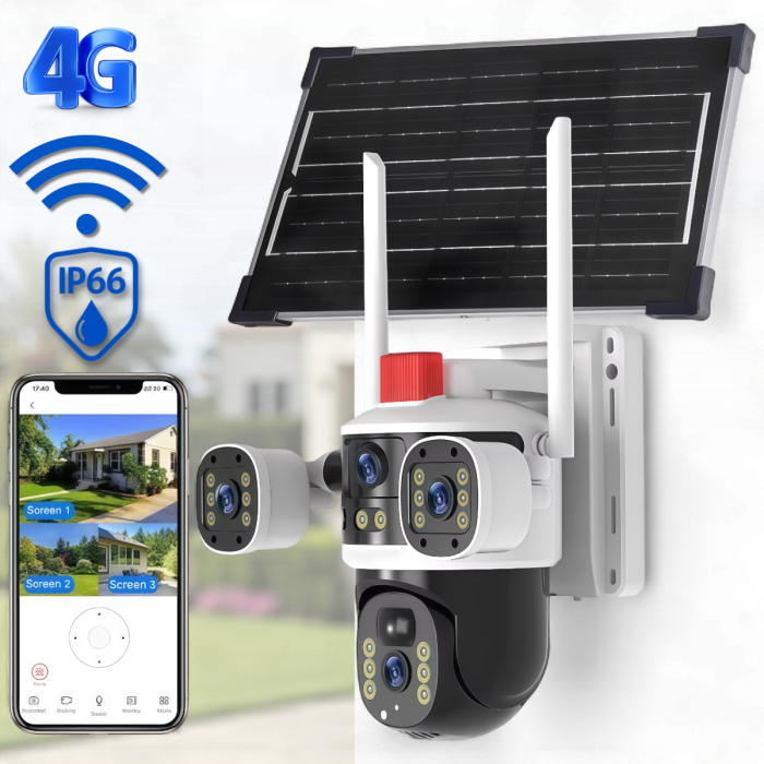 Камера відеоспостереження із сонячною панеллю 4G | 12 Мп | IP66 JE-190-2