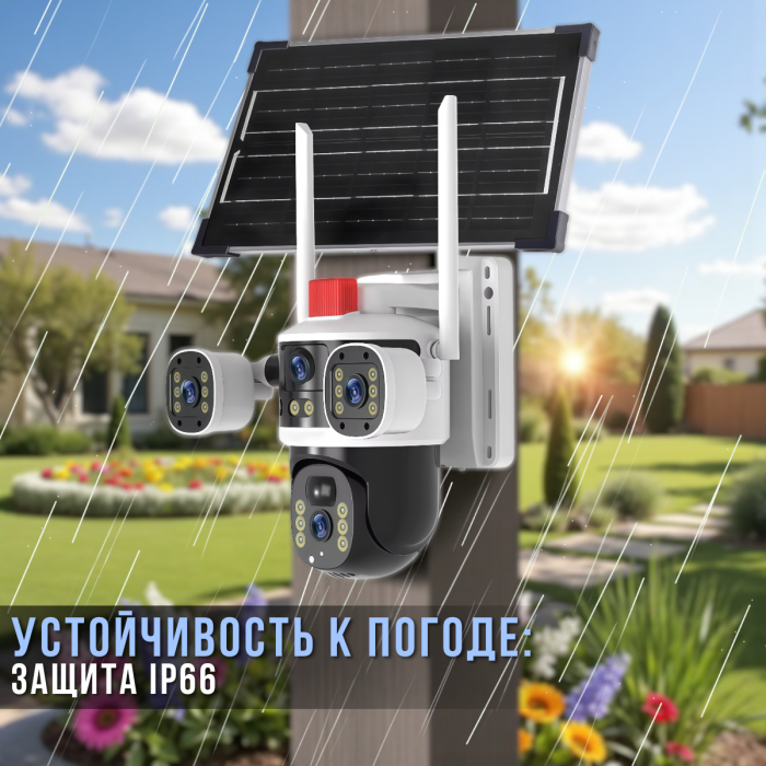 Камера відеоспостереження із сонячною панеллю 4G | 12 Мп | IP66 JE-190-2