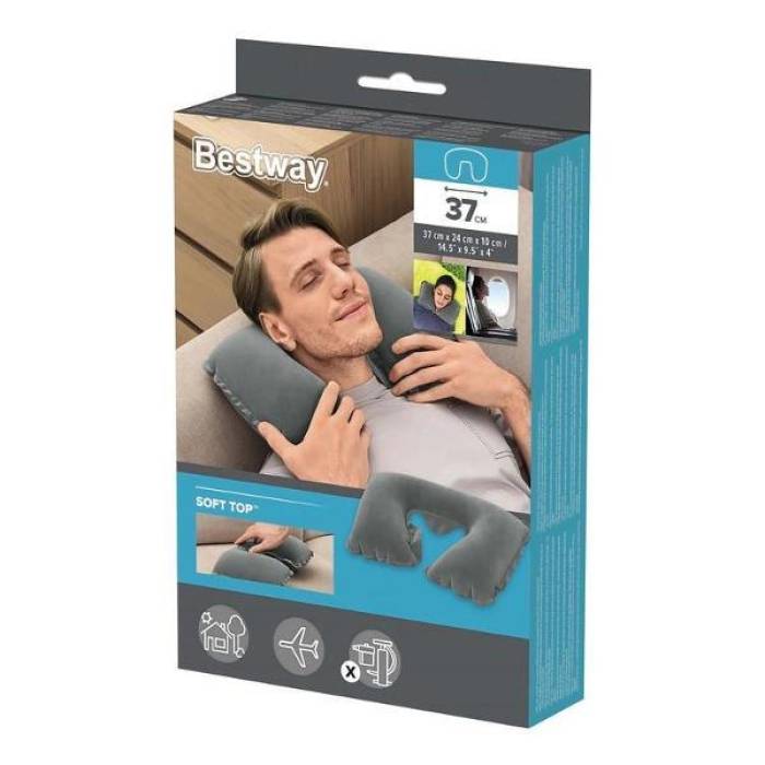 Дорожня надувна подушка-підголівник під шию 37 х 24 х 10 см Bestway 67006 Подушка для подорожей